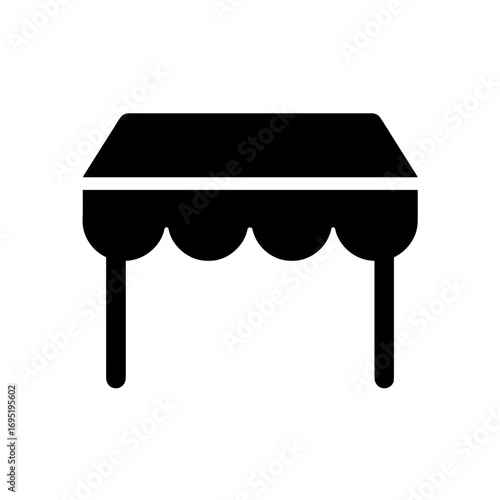 Market Stall Flat Icon, Black Silhouette, Transparent Background