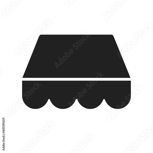 Store Awning Flat Icon, Black and White, Transparent Background