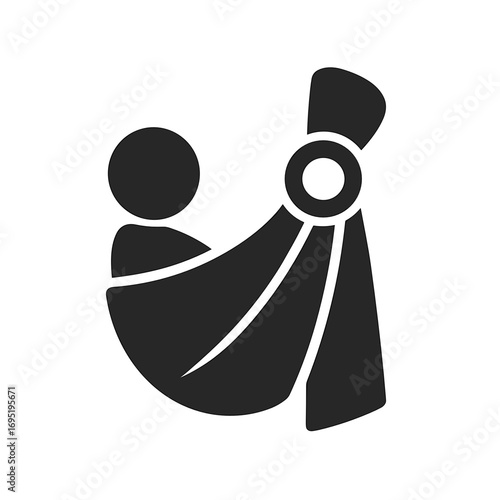 Swaddled Baby Flat Icon, Black and White, Transparent Background