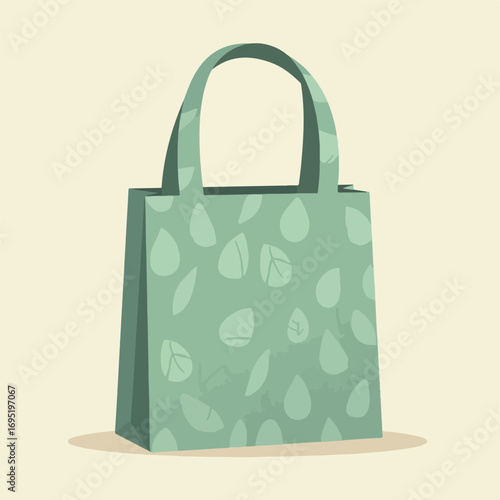 Green tote bag with leaf pattern