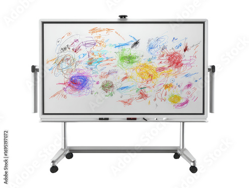 Interactive whiteboard with vibrant child's drawing