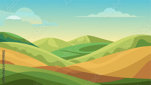 A sense of tranquility enveloped the rolling hills their gentle slopes and soft textures creating a soothing and idyllic landscape.