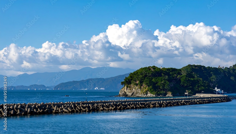 Fototapeta premium Coastal landscape with breakwater
