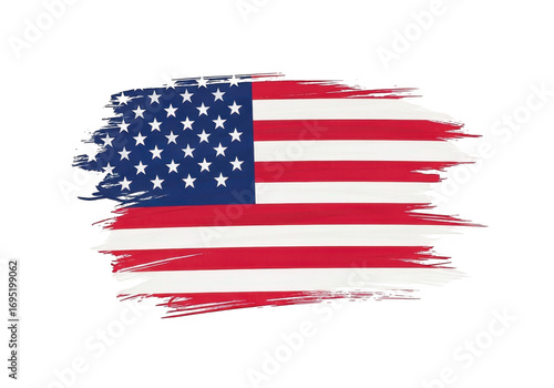 Wallpaper Mural American flag painted with brush strokes, isolated on transparent background Torontodigital.ca