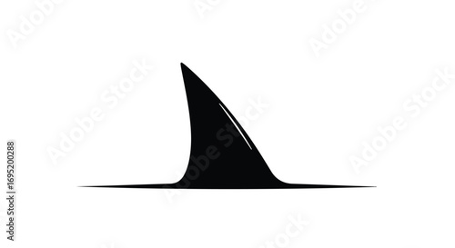 Sleek black shark fin emerges from white surface, symbolizing danger and mystery