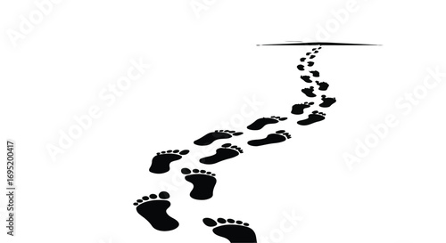 Footprints leading upwards towards an opening, symbolizing progress and new beginnings.