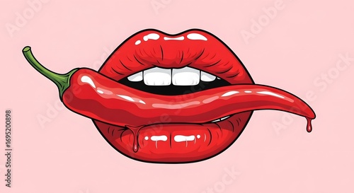 Wallpaper Mural Sensual Lips and Hot Chili Pepper Illustration with Drips Torontodigital.ca