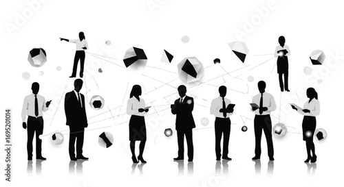 Diverse team of professionals connected in a network, symbolizing collaboration and communication.