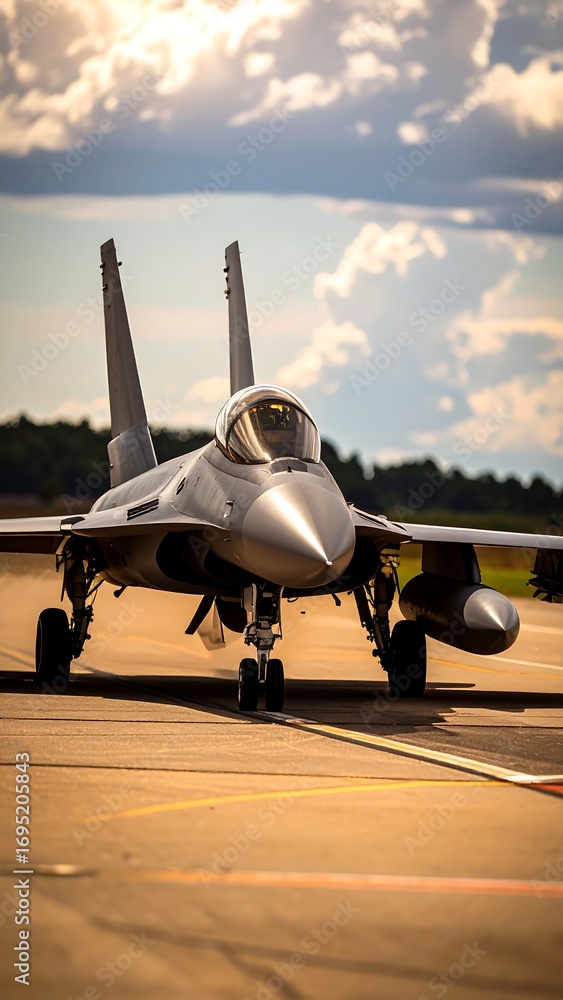 Fototapeta premium Military jet on tarmac