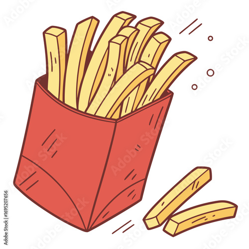 Hand drawn french fries in paper box vector