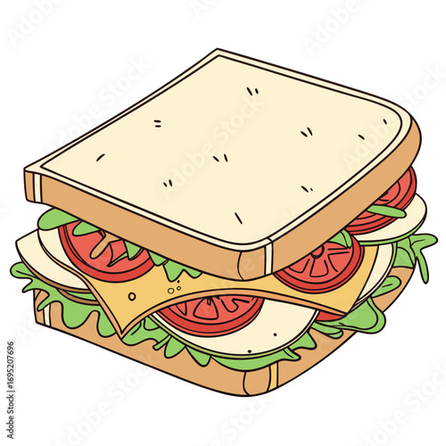 Illustration of two sandwiches with tomatoes