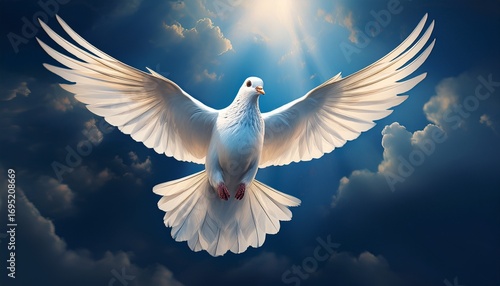 white dove flying in the sky peace concept