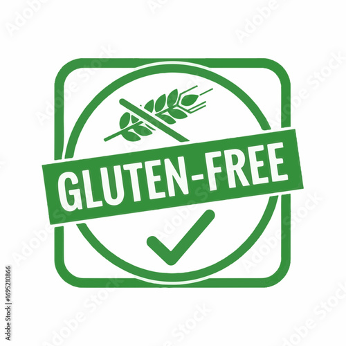Green gluten-free logo on white background is perfect for food products. Gluten-free label is suitable for packaging and advertising materials, because gluten-free logo gives customers confidence.