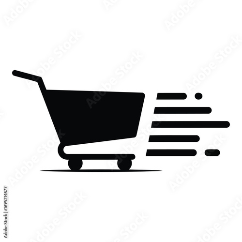 Fast shopping cart icon represents quick delivery and online shopping convenience vector