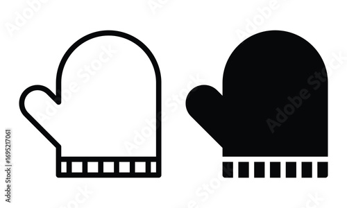 Oven mitt icon with outline and glyph style.