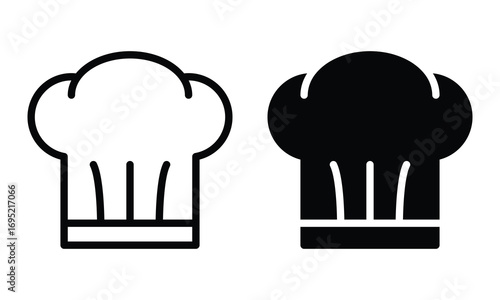 Chef cap icon with outline and glyph style.