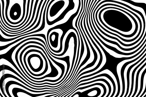 Dynamic twisting black and white stripes imitate a visual distortion. Eps 10