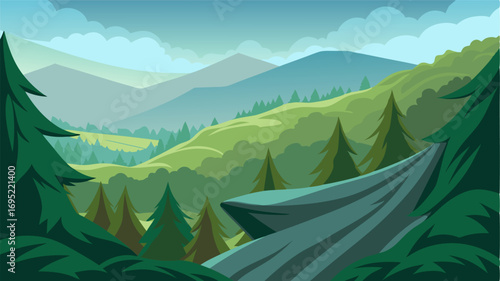 From this high vantage point the forest canopy looks like a soft green blanket gently covering the rugged terrain below.