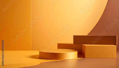 Golden podiums on a gradient background