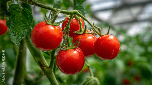 Wallpaper Mural 枝付き完熟トマトが輝く新鮮野菜のクローズアップ（農業 食品 健康） Torontodigital.ca