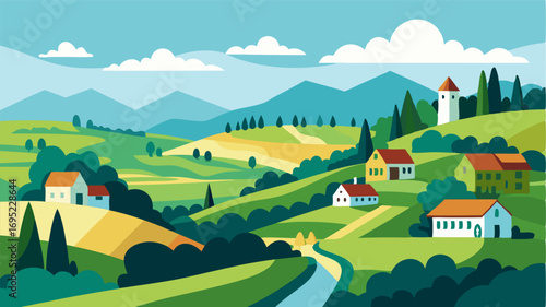 From the top of the villages highest hill one can see a panoramic view of the peaceful countryside landscape dotted with charming villages like this one.