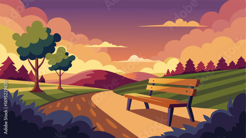 A small wooden bench at the edge of the vineyard invites visitors to sit and take in the breathtaking view a perfect spot for a glass of wine at sunset.