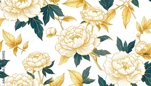 Floral pattern of cream peonies