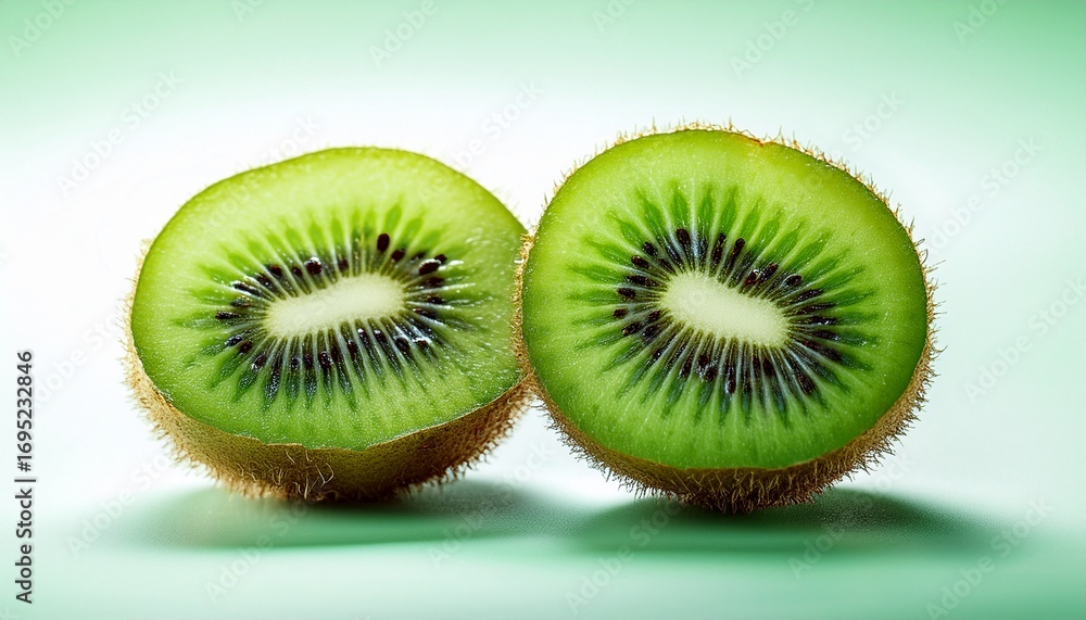 Fototapeta premium a vibrant green kiwi fruit cut in half showcasing its texture