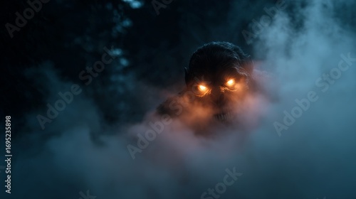 Mysterious Creature Emerging from Foggy Forest