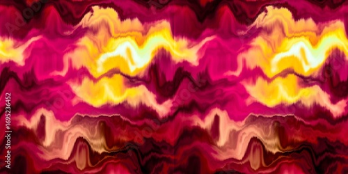 Moody ombre blur tie dye effect seamless border pattern. Wavy liquid paint flow banner edging background in bold hippy style. Striped wash tape textur for continuous design.