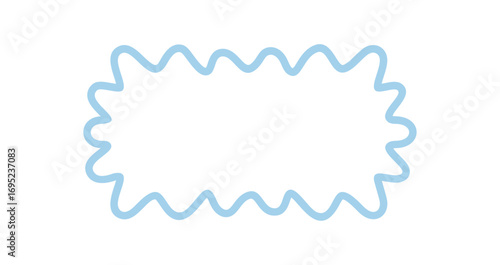 Groovy retro rectangle outline frame with playful wavy shape and subtle blue line. Y2k border design forms a modern background look, ideal for graphic projects with a fun and creative edge.