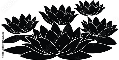 Water Lily Cluster Silhouette