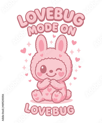 Lovebug Mode On: A heartwarming and playful illustration features a cute character embodies the spirit of affection, radiating joy and creating a sense of pure delight.