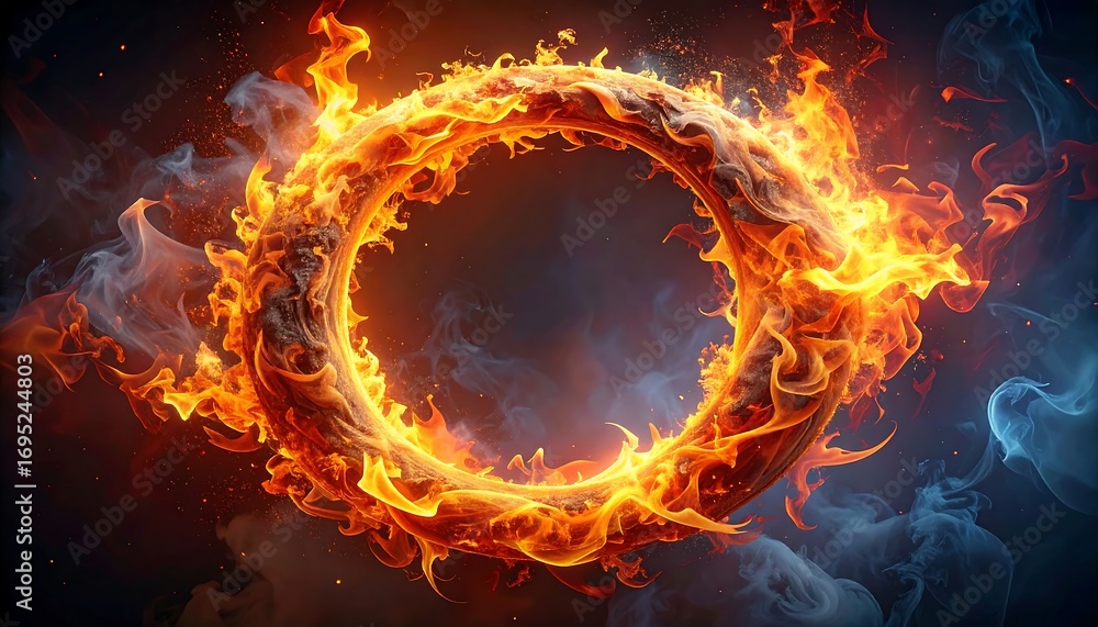 Fototapeta premium Fiery circle of flames