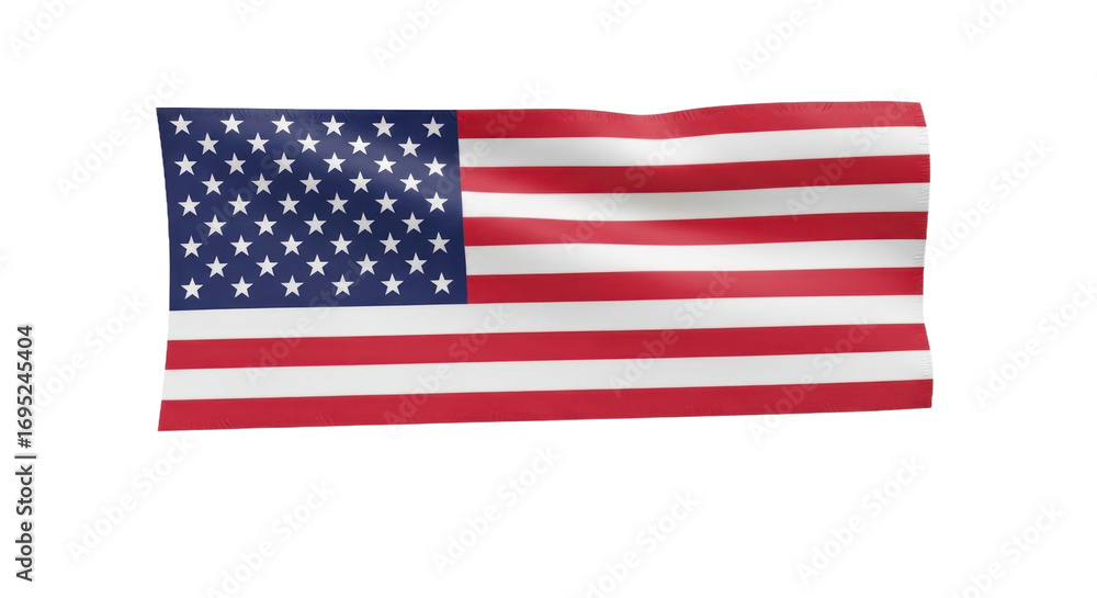 Obraz premium Waving American Flag Isolated on Transparent Background with Vibrant Red, White, and Blue Colors. isolated on transparent background. PNG Cut Out Transparent