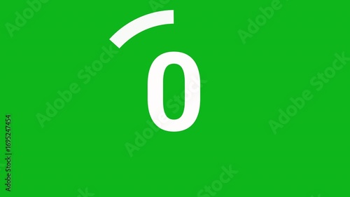 five second countdown animation from 5 seconds to 0 seconds on a green background, 5 second countdown timer with green screen