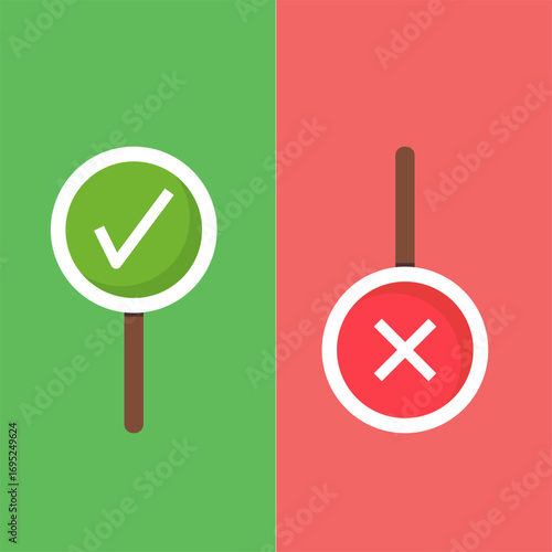 Illustrative diagram showing checkmark and cross symbols for correct and incorrect answers