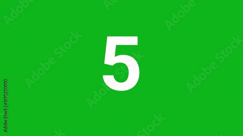 10 Seconds Modern Animated Countdown Timer from Ten to zero on Green Screen Background.