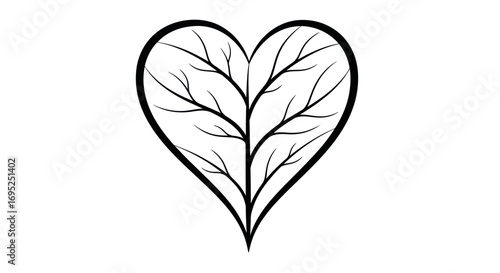 A Heart Shaped Tree of Life, Symbolizing Love, Growth and Connectedness in a Minimalist Fashion