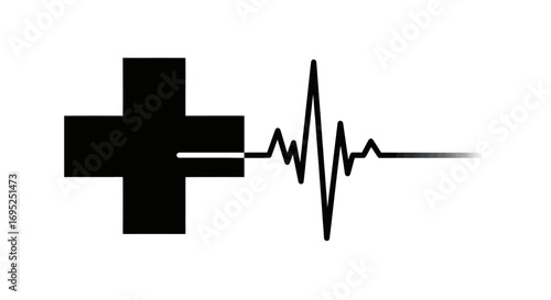 Abstract representation of health connected with a life pulse in monochrome style