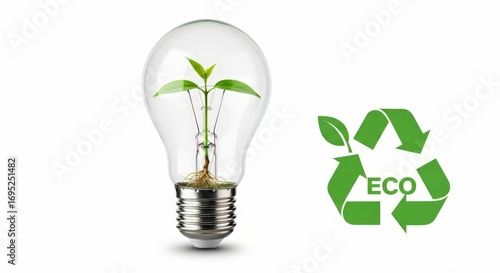 Thriving seedling inside a lightbulb symbolizes green energy innovation and sustainable ideas for a better future