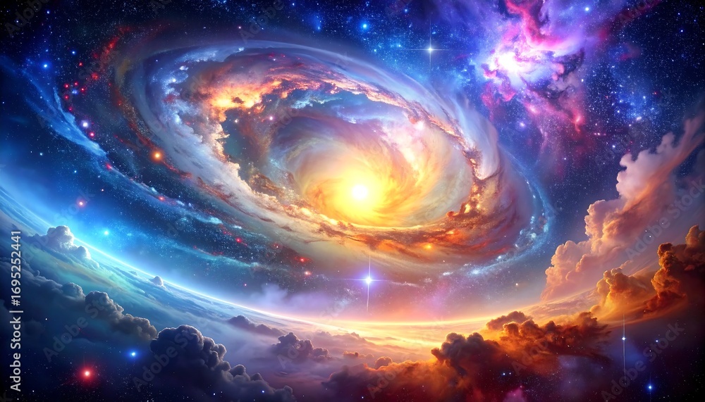 Obraz premium Cosmic swirl of nebulae