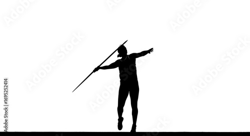Silhouette of an athlete throwing a javelin, showcasing focus and athletic prowess for sports