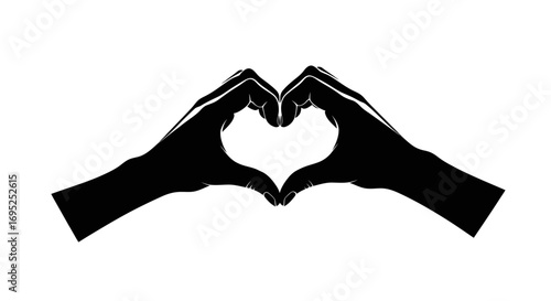 Symbolic heart shape formed by hands expressing affection and connection isolated background