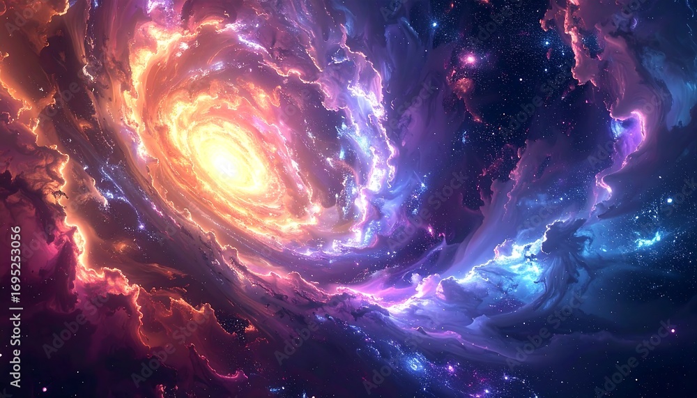 Obraz premium Cosmic swirl of vibrant nebulae