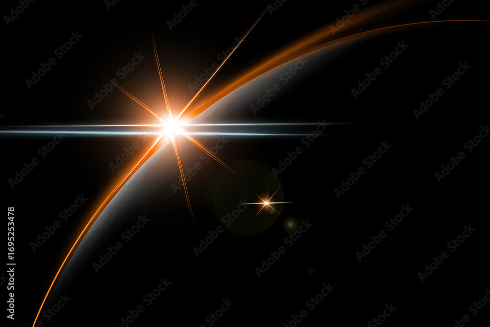Obraz premium Abstract futuristic starburst design with orange glow