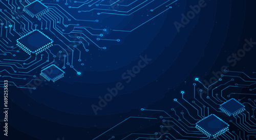 Abstract blue circuit board background, perfect for technology and science concepts