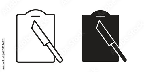 Cutting board with knife pack. vector glyph flat icons