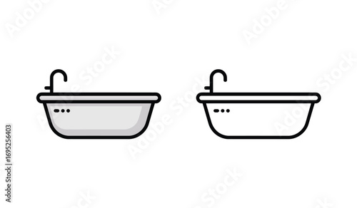 Bathtub icon line art graphic representation for bathroom concepts