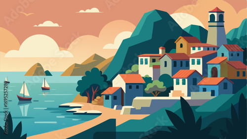 A serene coastal village hidden away from the hustle and bustle of the world where time seems to slow down and the sea breeze whispers through the streets.